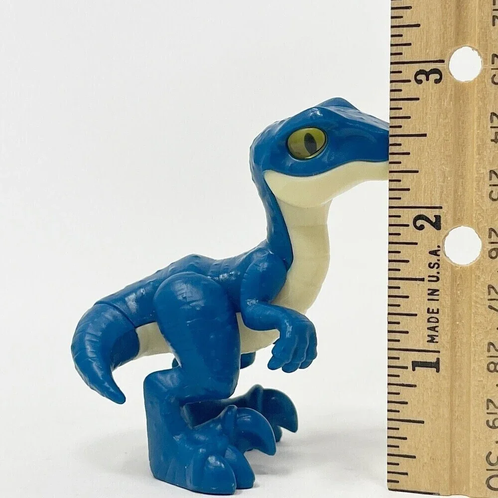 Jurassic Park BLUE Velociraptor‎ Dinosaur  Uni & Amblin Mini Figure Rare 3.5”